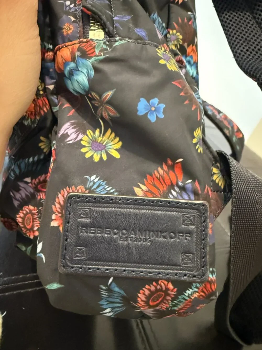 Rebecca Minkoff Black Floral Nylon Backpack